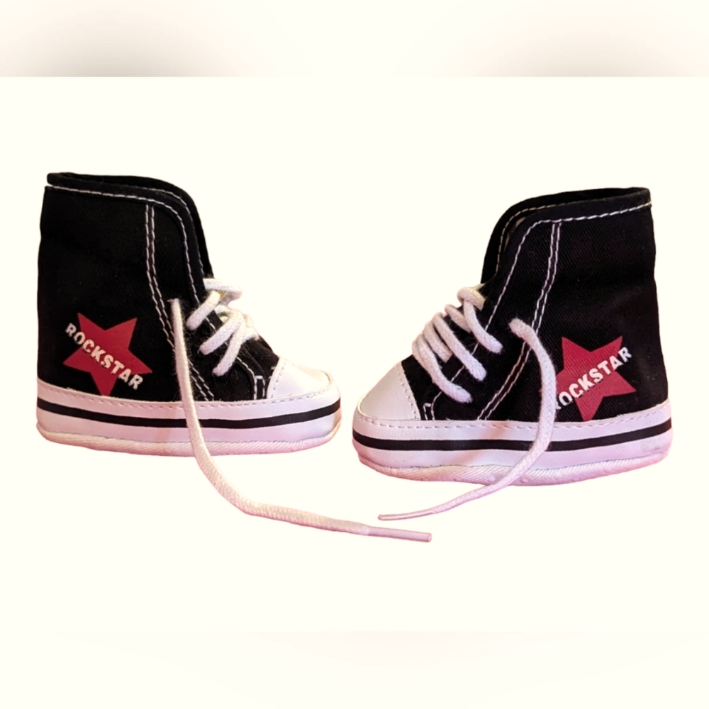 ROCKSTAR cotton infant shoes lace up size one high tops